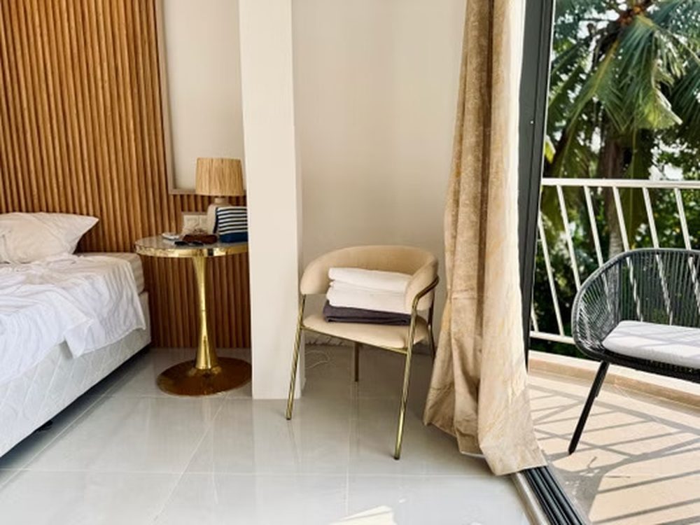 Room with the balcony doors open